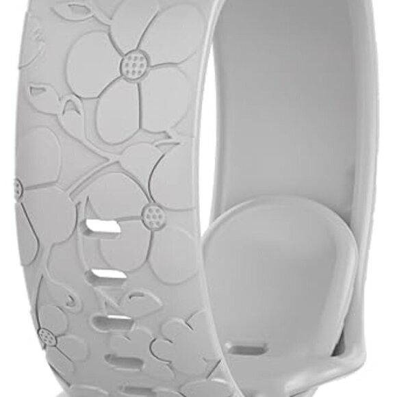Floral White Engraved Silicone Band for Apple Watch Band 38mm 40mm 41mm -  NEW - Picture 2 of 7